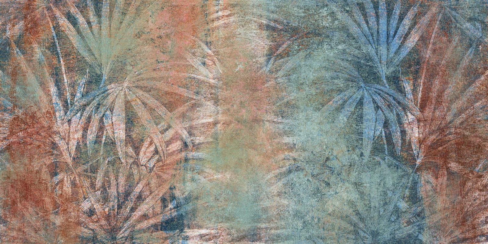 Fototapeta palmowe liście w odcieniach miedziano-niebieskich