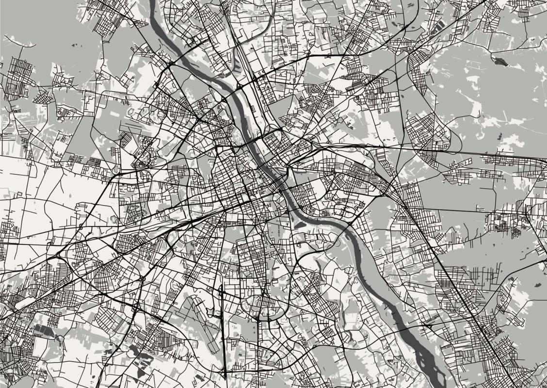 Grafika na fototapetę na wymiar z planem miasta