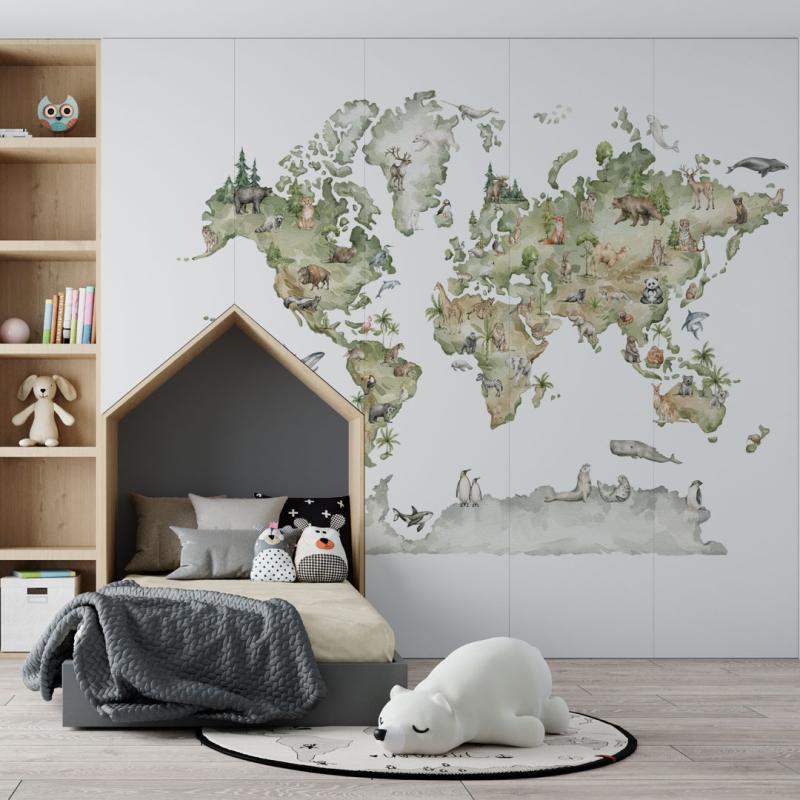 Fototapeta mapa świata w pokoju dziecka